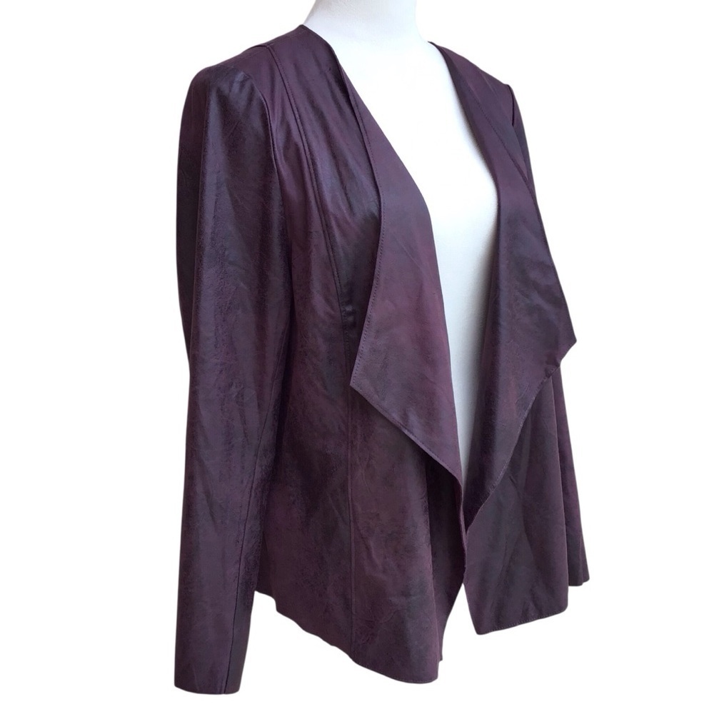 Gina Laura Faux Suede Drape Front Jacket Burgundy Dark Wine